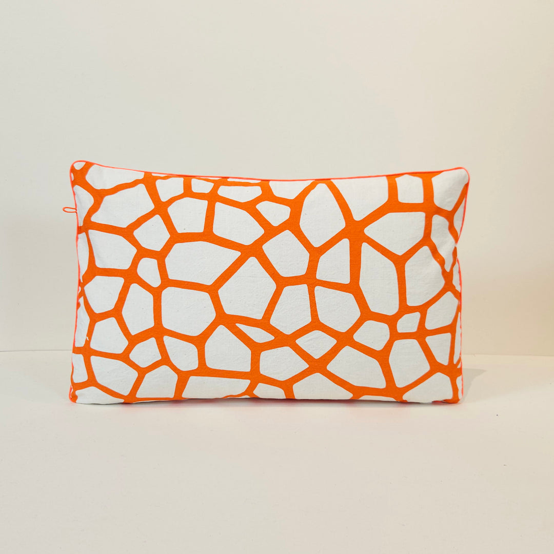 Coussin imprimé - Sol - Orange fluo / Cinéraria - Emeraude