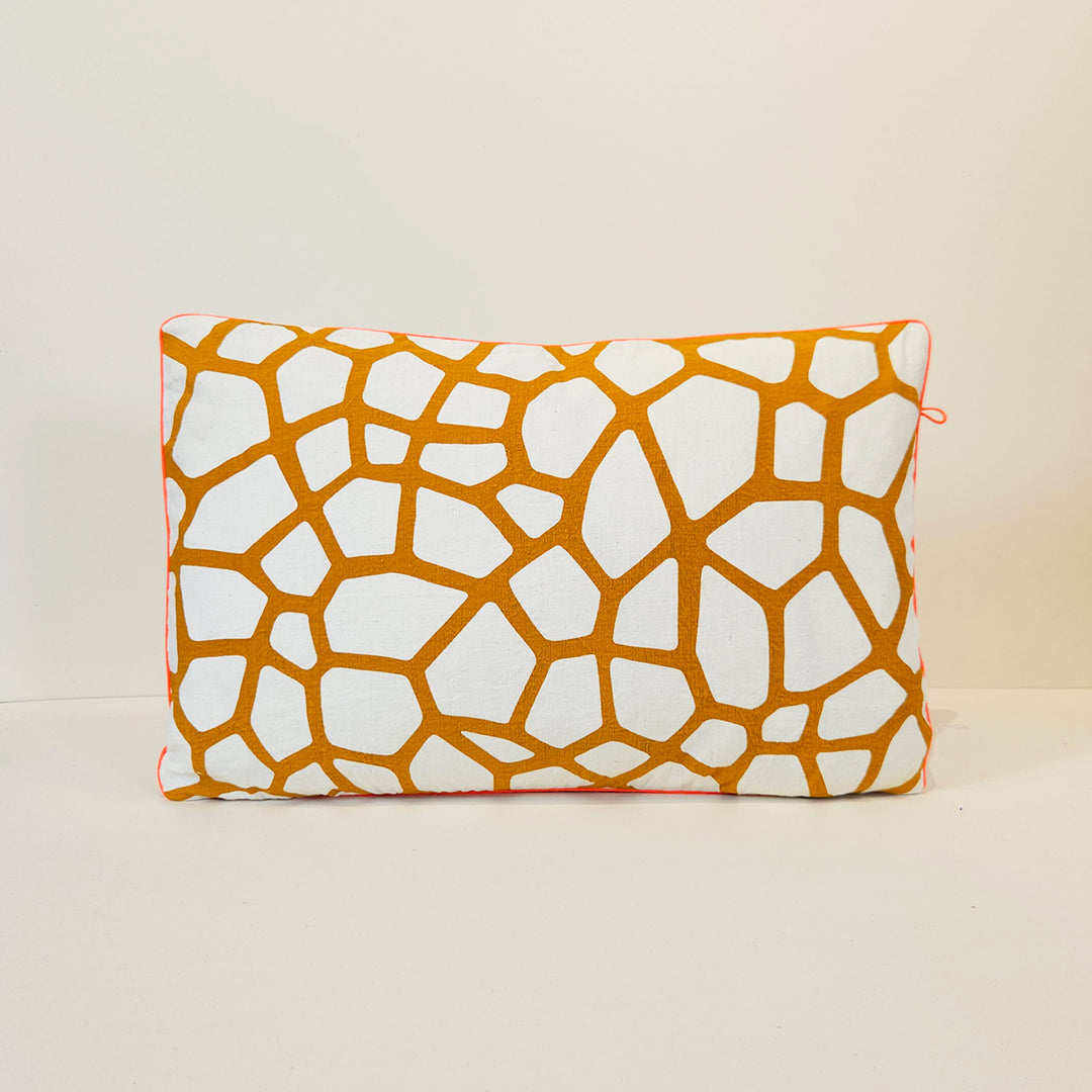 Coussin imprimé - Cinéraria - Kaki / Sol - Jaune moutarde